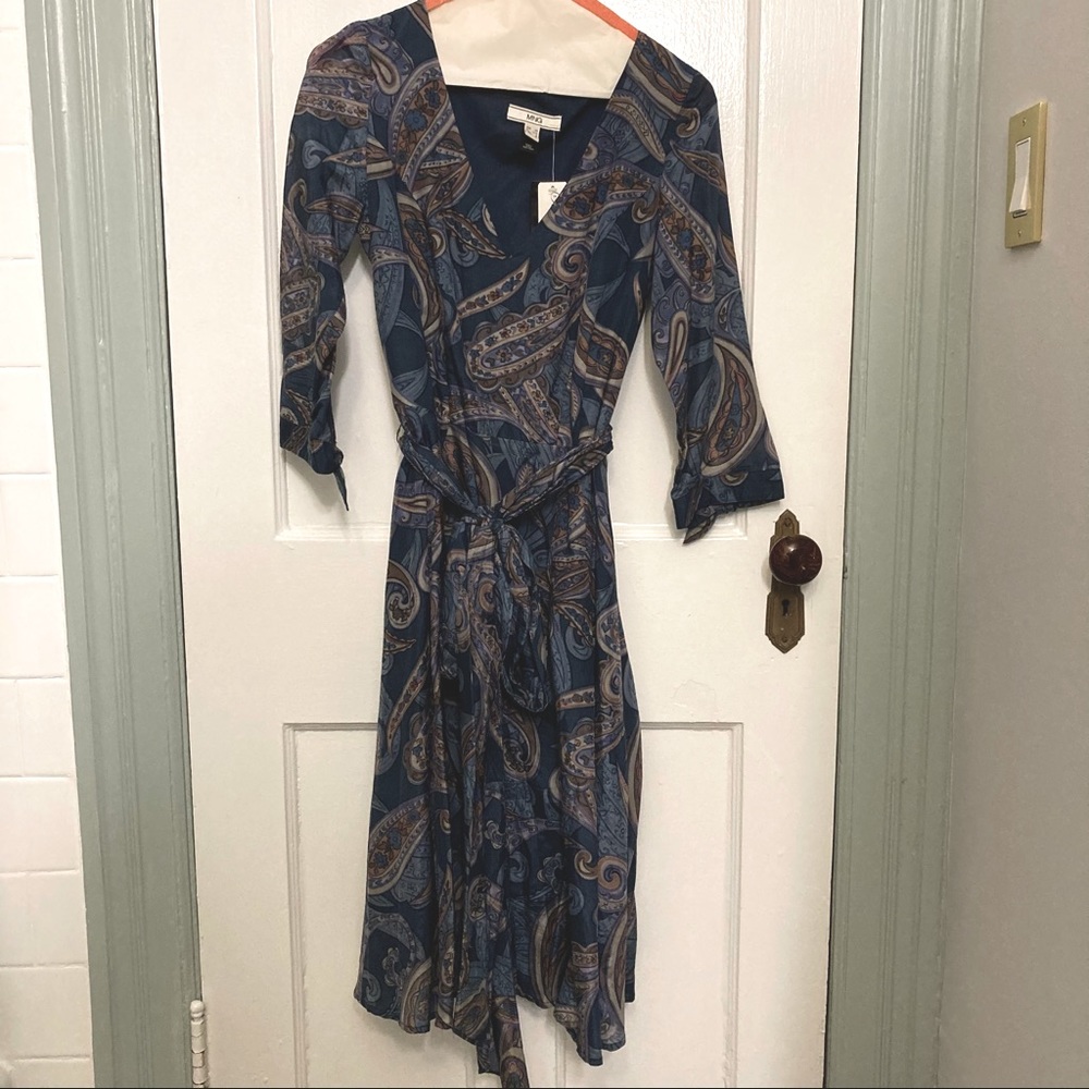 Mango silk paisley shirt dress XS NWT vintage rare